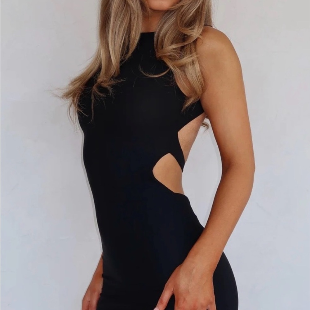 White Fox Backless Black Dress